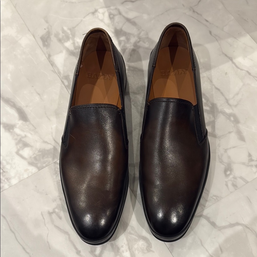 Bally Dark Brown Leather Men's Slip-On Loafers